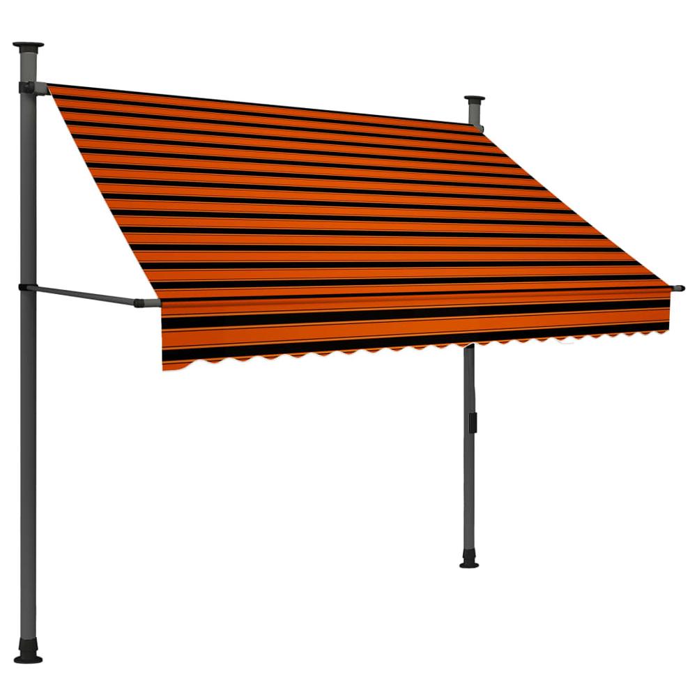 vidaXL Manual Retractable Awning with LED 78.7" Orange and Brown. Picture 2