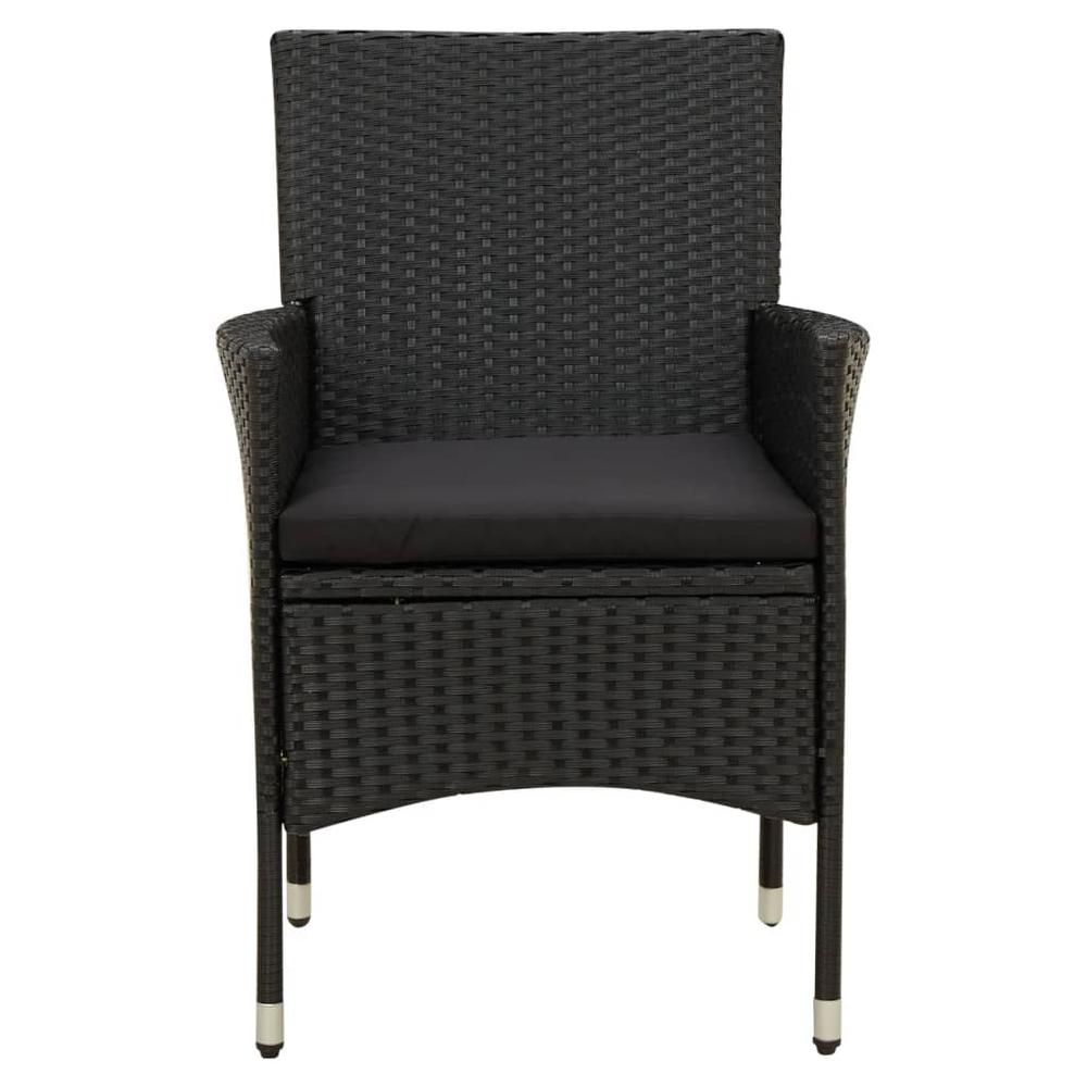 vidaXL Patio Chairs with Cushions 2 pcs Poly Rattan Black, 316681. Picture 3