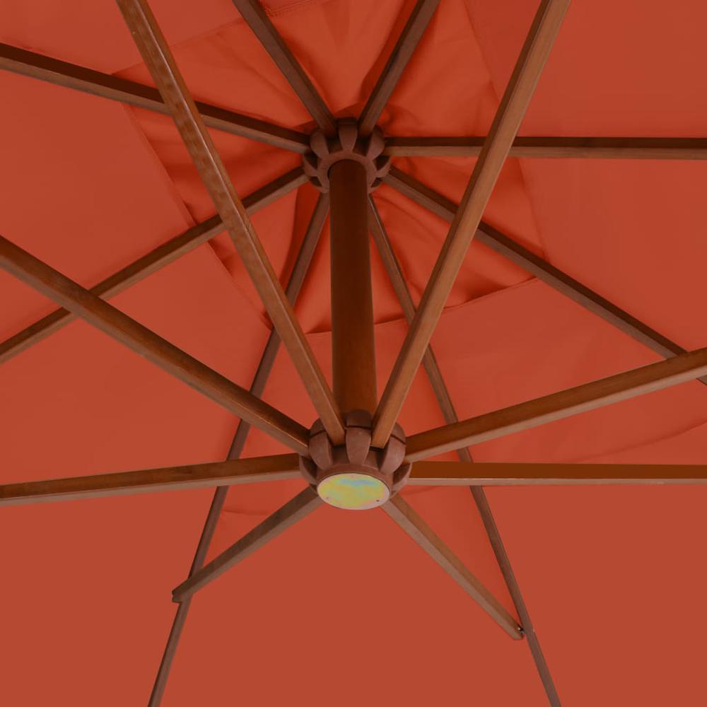 vidaXL Cantilever Umbrella with Wooden Pole 157.5"x118.1" Terracotta. Picture 4