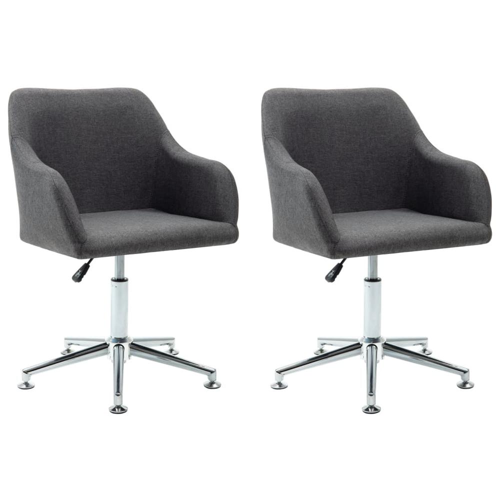 vidaXL Swivel Dining Chairs 2 pcs Dark Gray Fabric. Picture 2