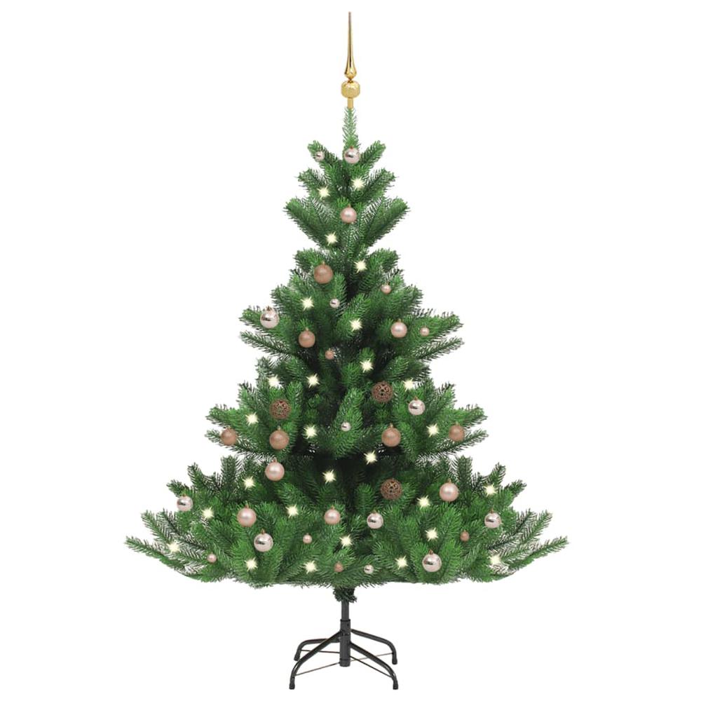 vidaXL Nordmann Fir Artificial Christmas Tree LED&Ball Set Green 59.1", 3077645. Picture 1