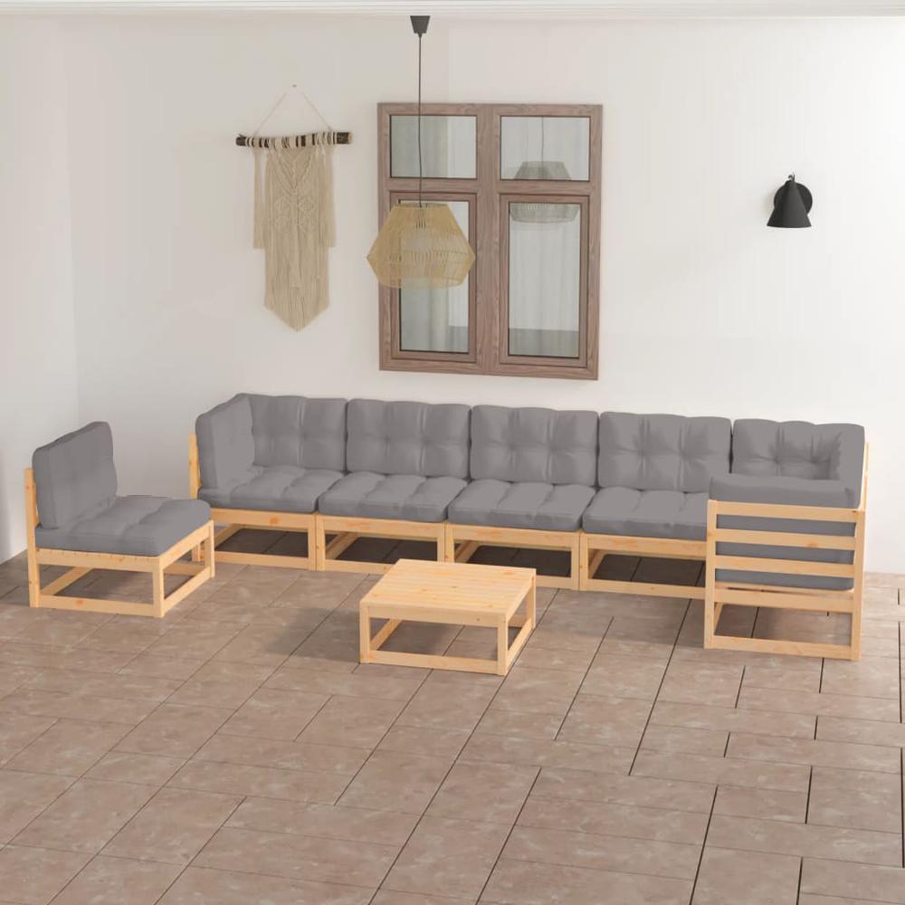 vidaXL 8 Piece Patio Lounge Set with Cushions Solid Pinewood, 3076649. Picture 1