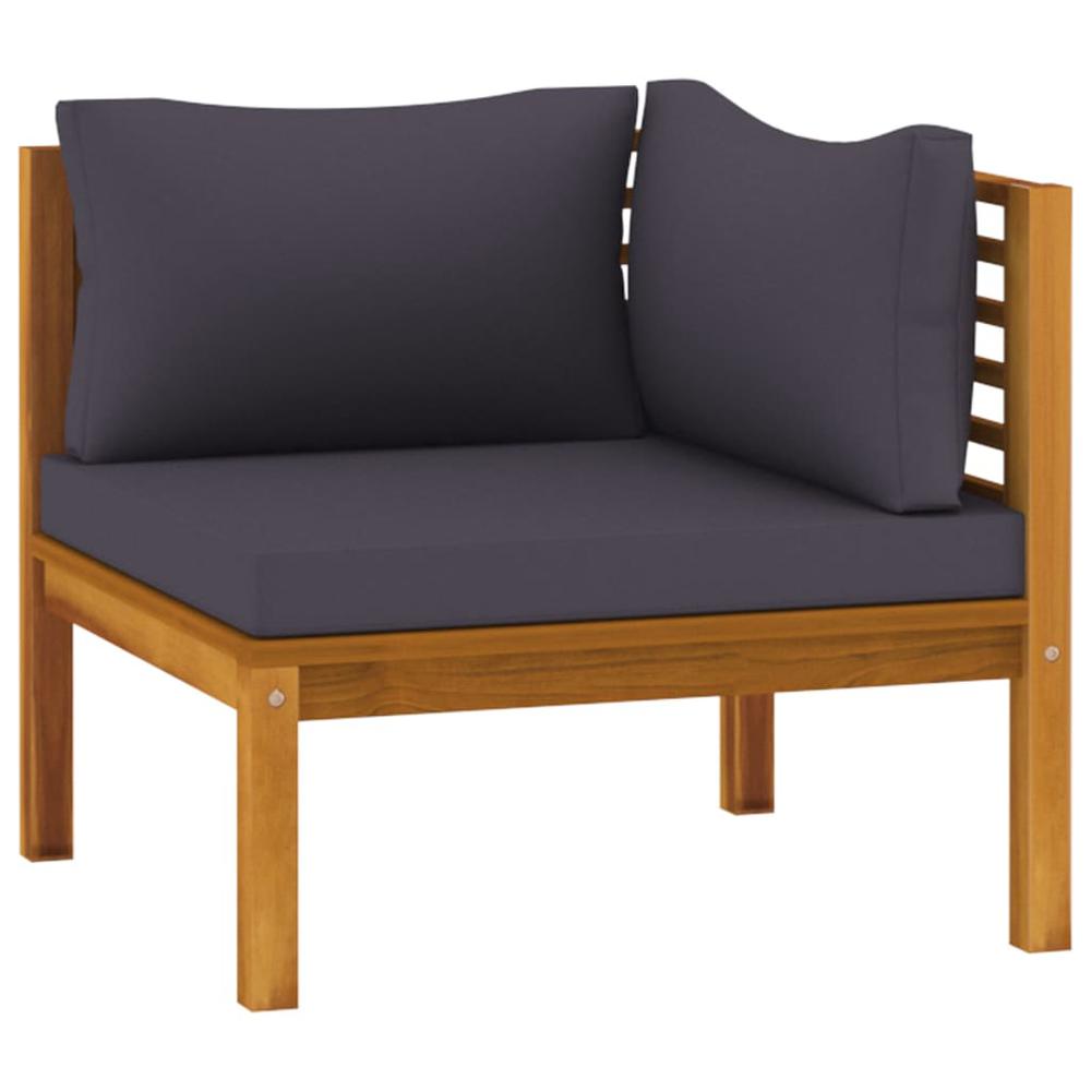 vidaXL Corner Sofas 2 pcs with Dark Gray Cushions Solid Acacia Wood. Picture 3