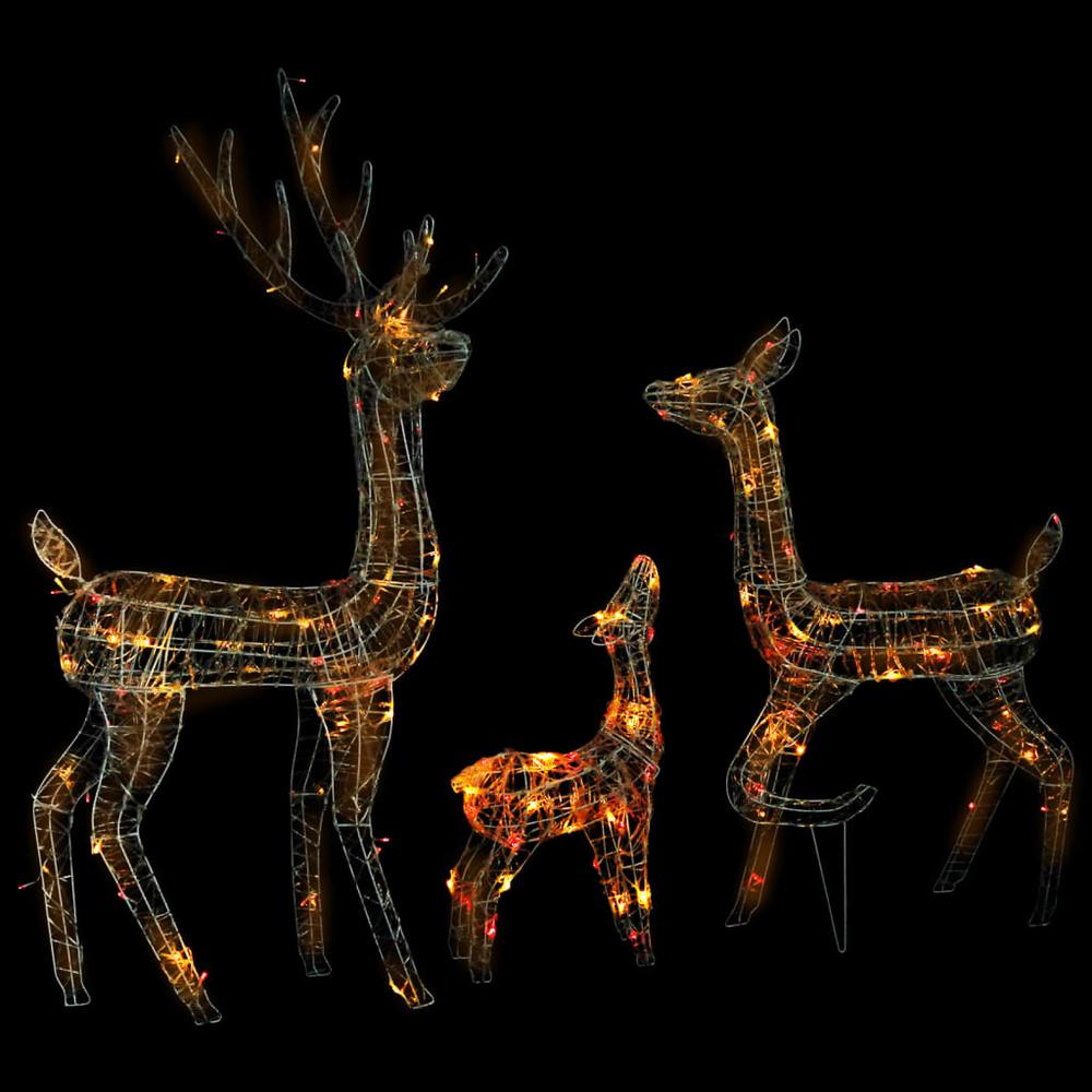 vidaXL Acrylic Reindeer Family Christmas Decoration 300 LED Colorful. Picture 2