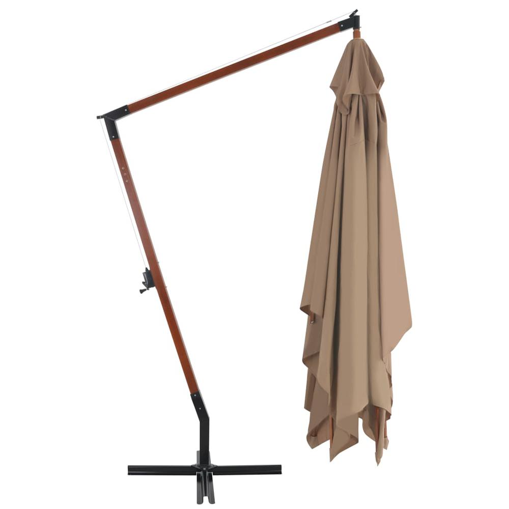 vidaXL Cantilever Umbrella with Wooden Pole 157.5"x118.1" Taupe. Picture 3