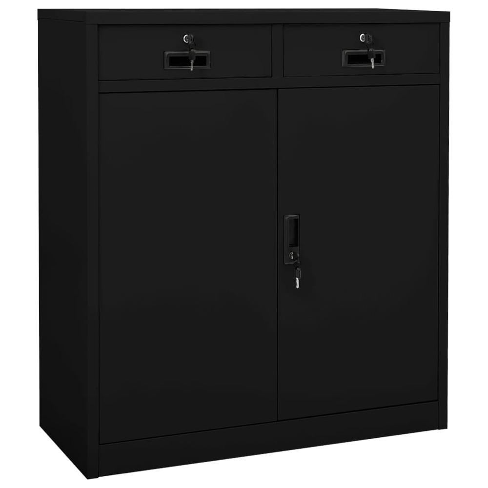 vidaXL Office Cabinet Black 35.4"x15.7"x40.2" Steel, 336411. Picture 1