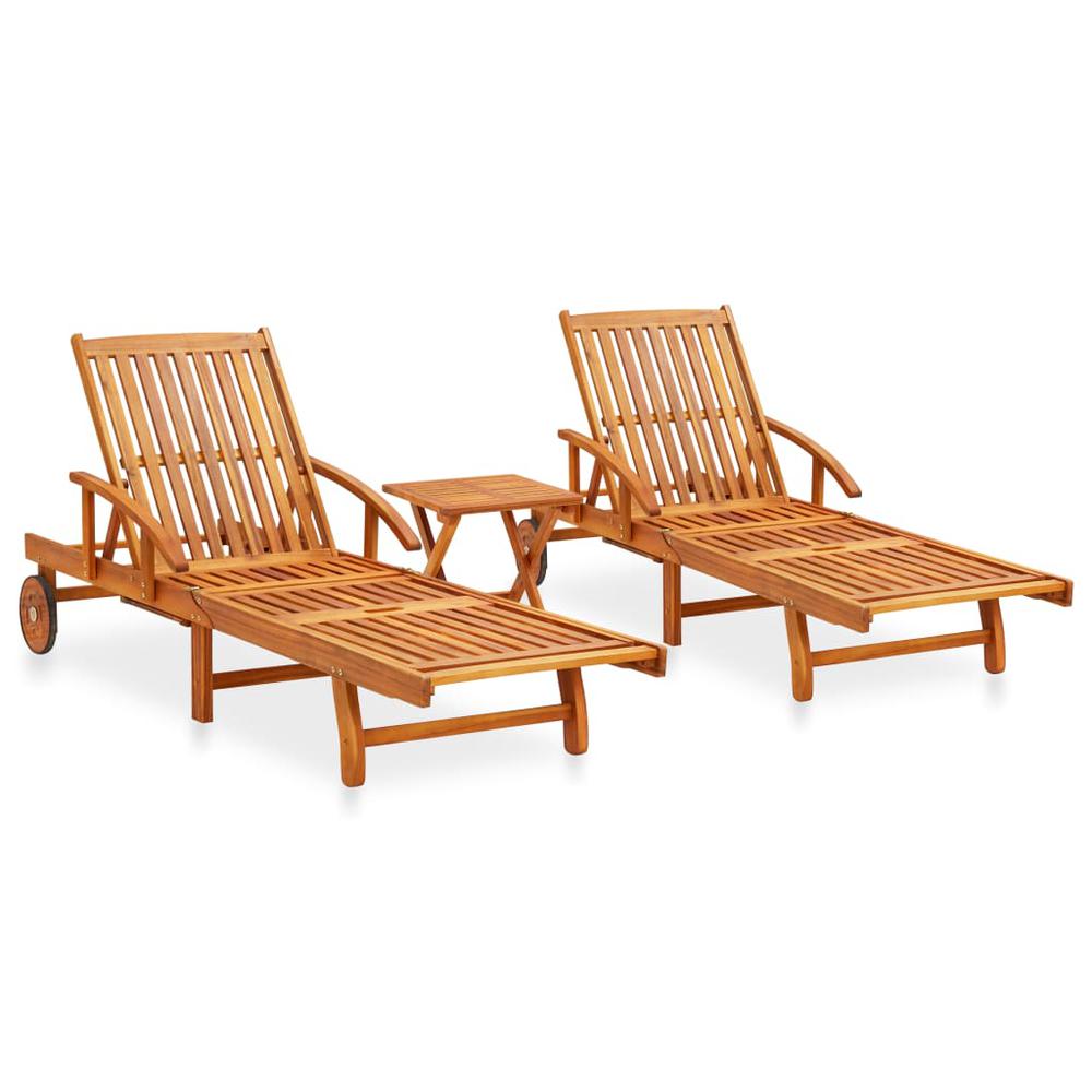 vidaXL 2 Piece Sunlounger Set with Table Solid Acacia Wood. Picture 1