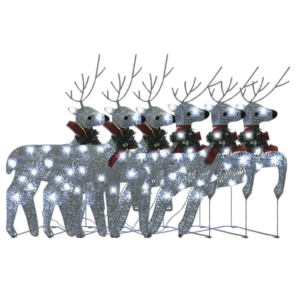 vidaXL Christmas Reindeers 6 pcs Silver 120 LEDs. Picture 4