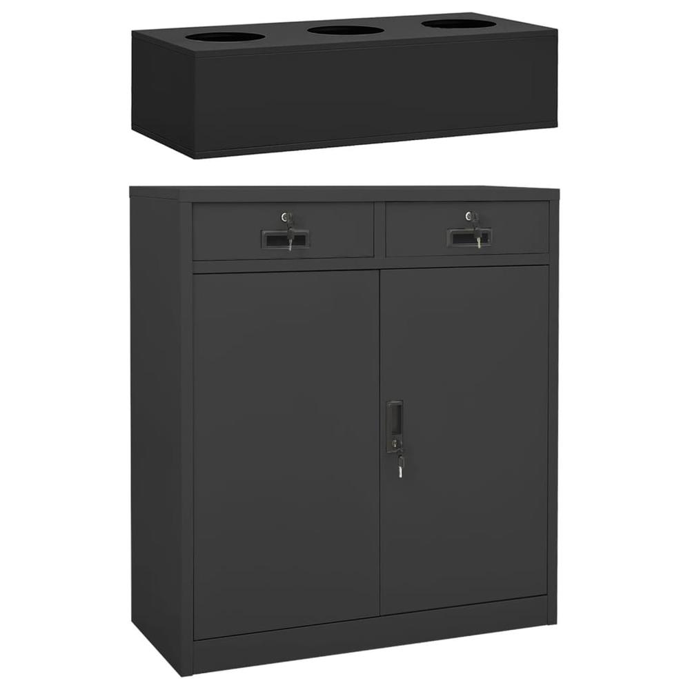 vidaXL Office Cabinet with Planter Box Anthracite 35.4"x15.7"x49.2" Steel, 3095271. Picture 1