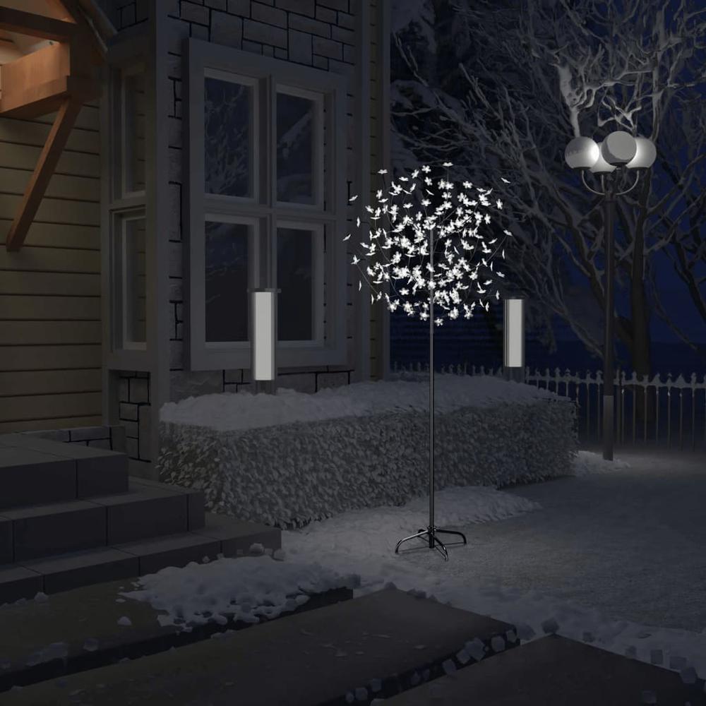 vidaXL Christmas Tree 200 LEDs Cold White Light Cherry Blossom 70.9". Picture 1