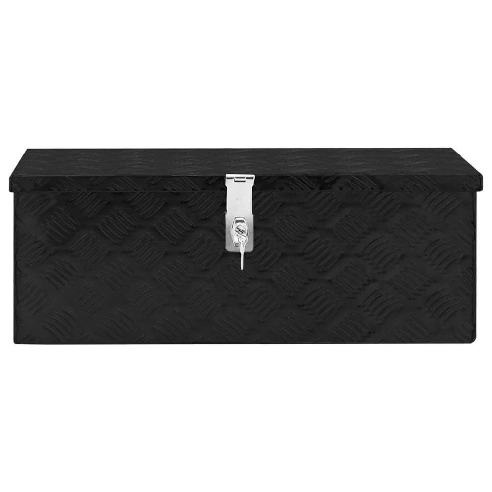 vidaXL Storage Box Black 27.6"x12.2"x10.6" Aluminum. Picture 2