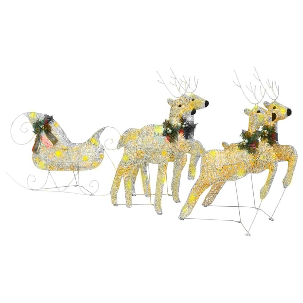 vidaXL Reindeer & Sleigh Christmas Decoration 100 LEDs Outdoor Gold, 329830. Picture 2