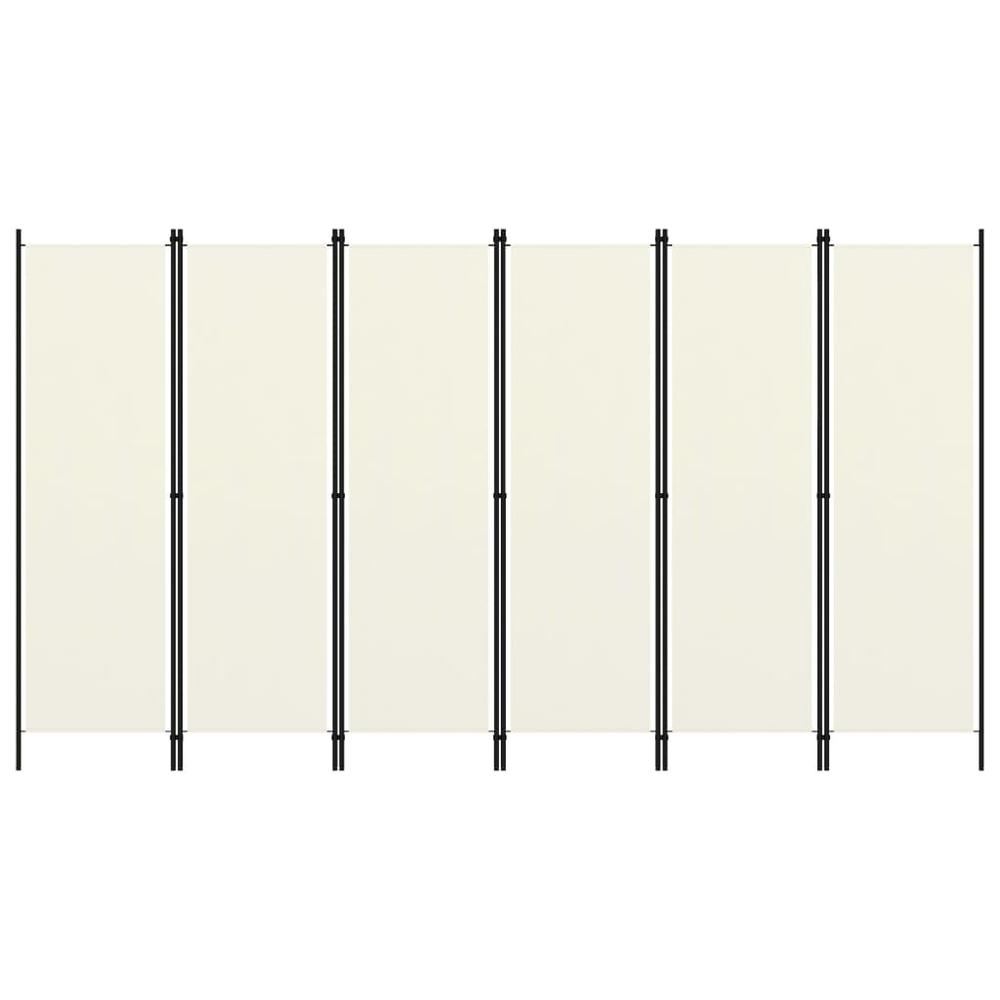 vidaXL 6-Panel Room Divider Cream White 118.1"x70.9". Picture 1