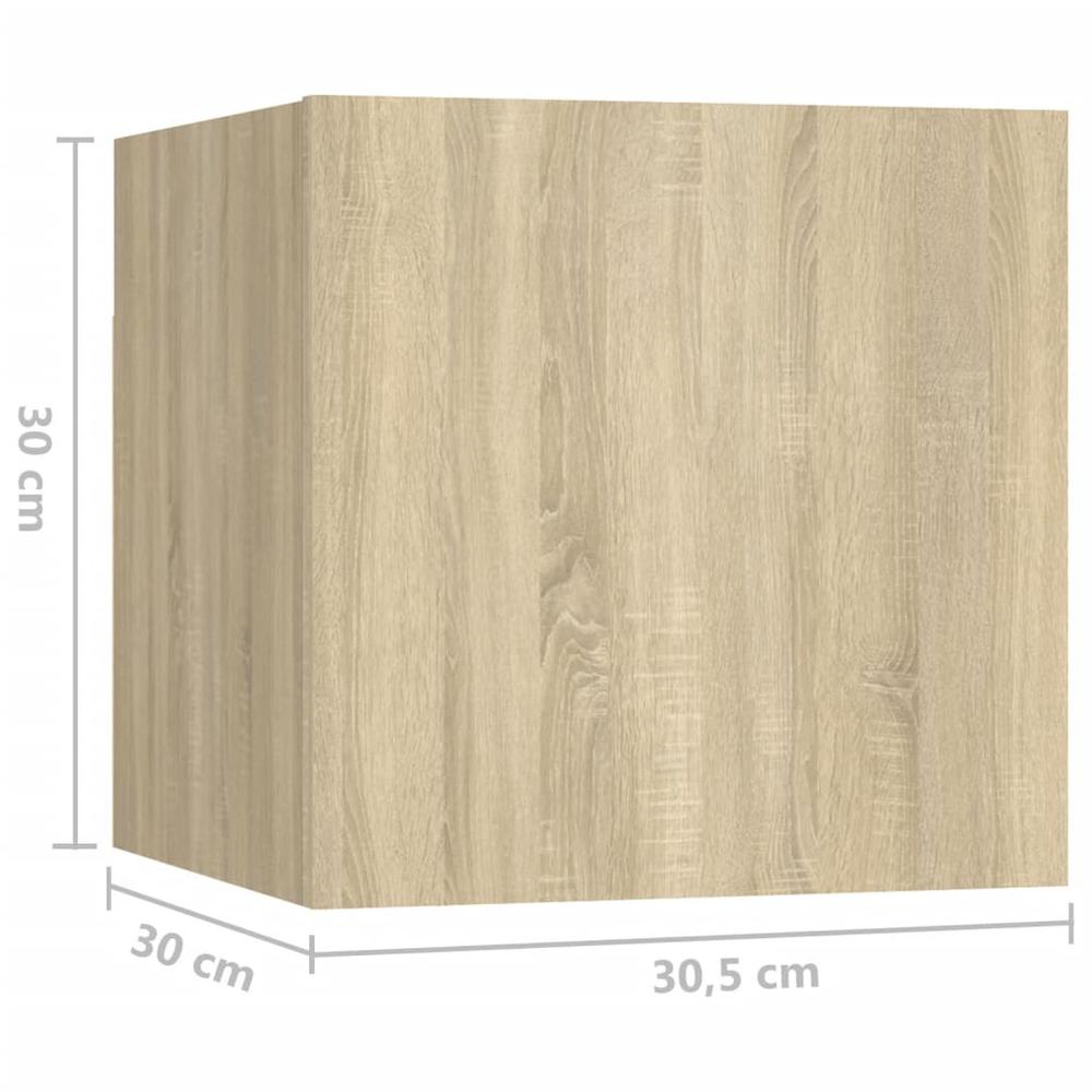 vidaXL Bedside Cabinets 2 pcs Sonoma Oak 12"x11.8"x11.8" Engineered Wood. Picture 11