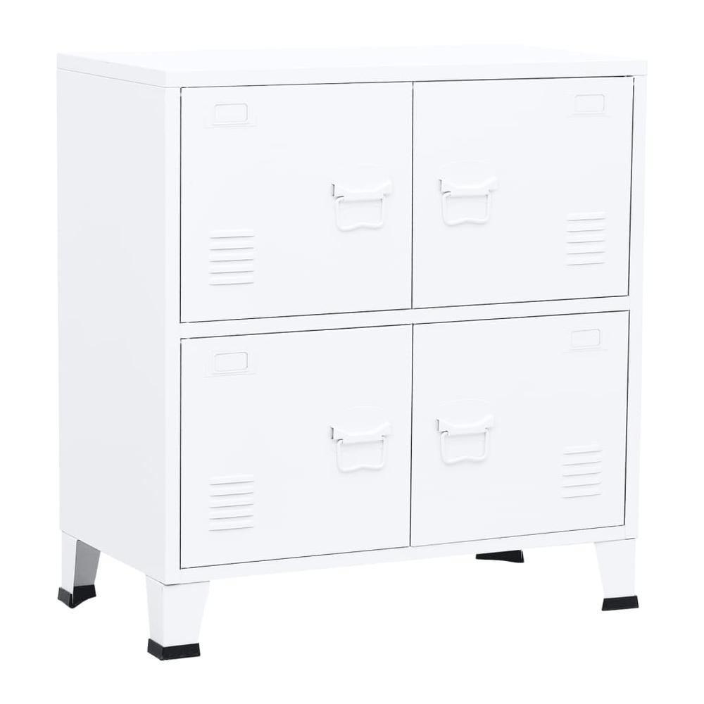 vidaXL Industrial Filing Cabinet White 29.5"x15.7"x31.5" Steel. Picture 2
