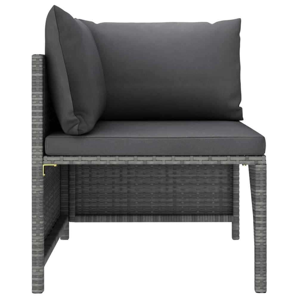 vidaXL 6 Piece Patio Lounge Set with Cushions Poly Rattan Gray, 3059759. Picture 4