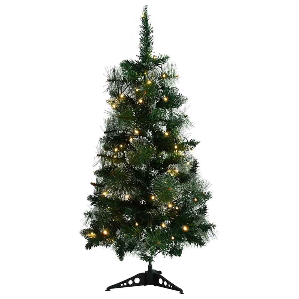 vidaXL Artificial Christmas Tree with Stand and LEDs Green 35.4" PVC, 332851. Picture 3