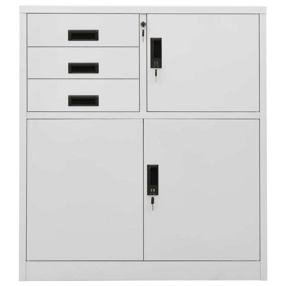 vidaXL Office Cabinet Light Gray 35.4"x15.7"x40.2" Steel, 336406. Picture 2