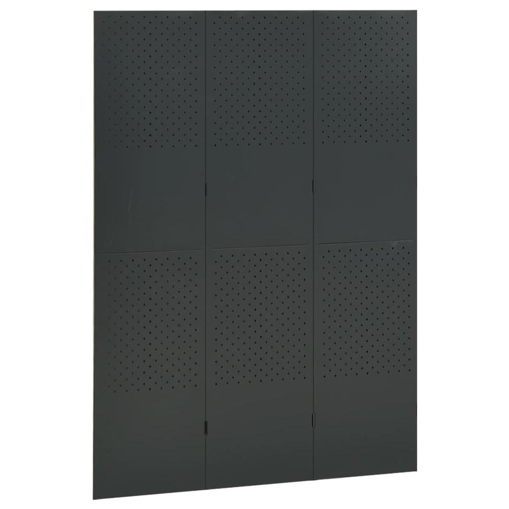 vidaXL 3-Panel Room Divider Anthracite 47.2"x70.9" Steel. Picture 3
