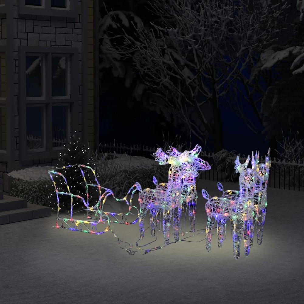 vidaXL Reindeers & Sleigh Christmas Decoration 110.2"x11"x21.7" Acrylic, 328532. Picture 1