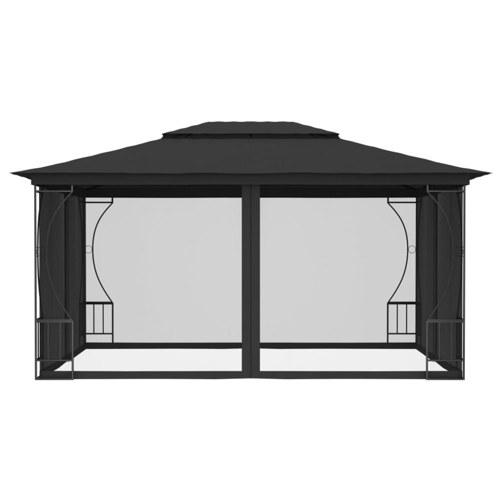 vidaXL Gazebo with Nets 9.8'x13.1'x8.7' Anthracite. Picture 2