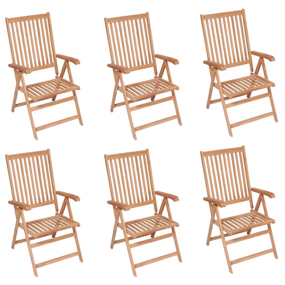 vidaXL Reclining Patio Chairs 6 pcs Solid Teak Wood. Picture 1