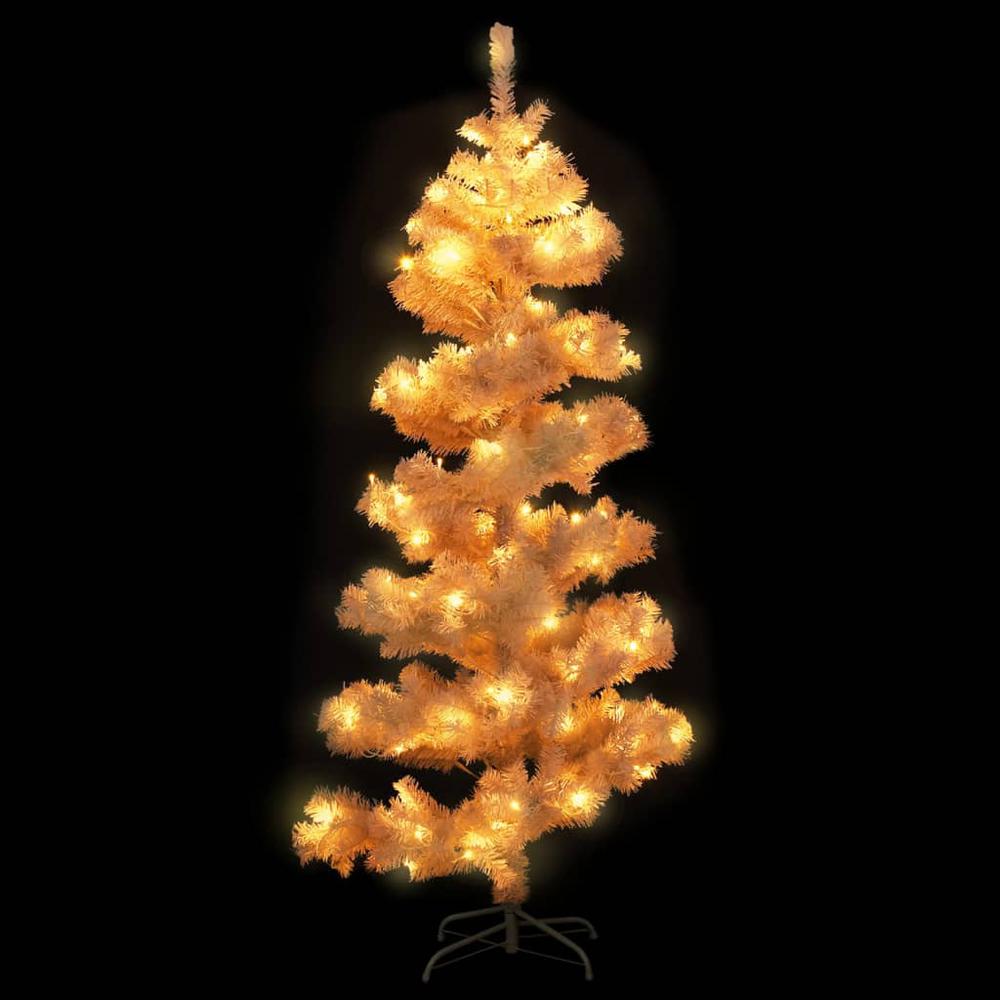 vidaXL Swirl Christmas Tree with Stand and LEDs White 70.9" PVC. Picture 3