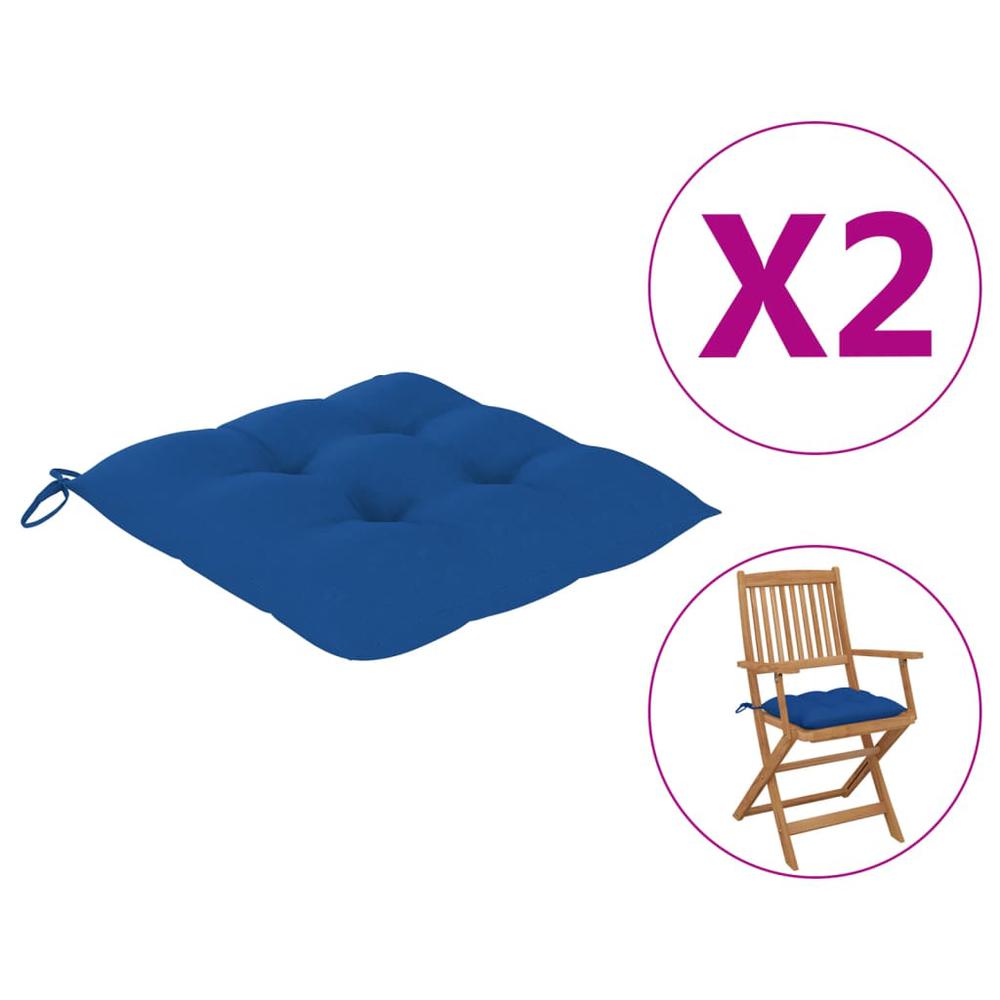 vidaXL Chair Cushions 2 pcs Blue 15.7"x15.7"x2.8" Fabric. Picture 1