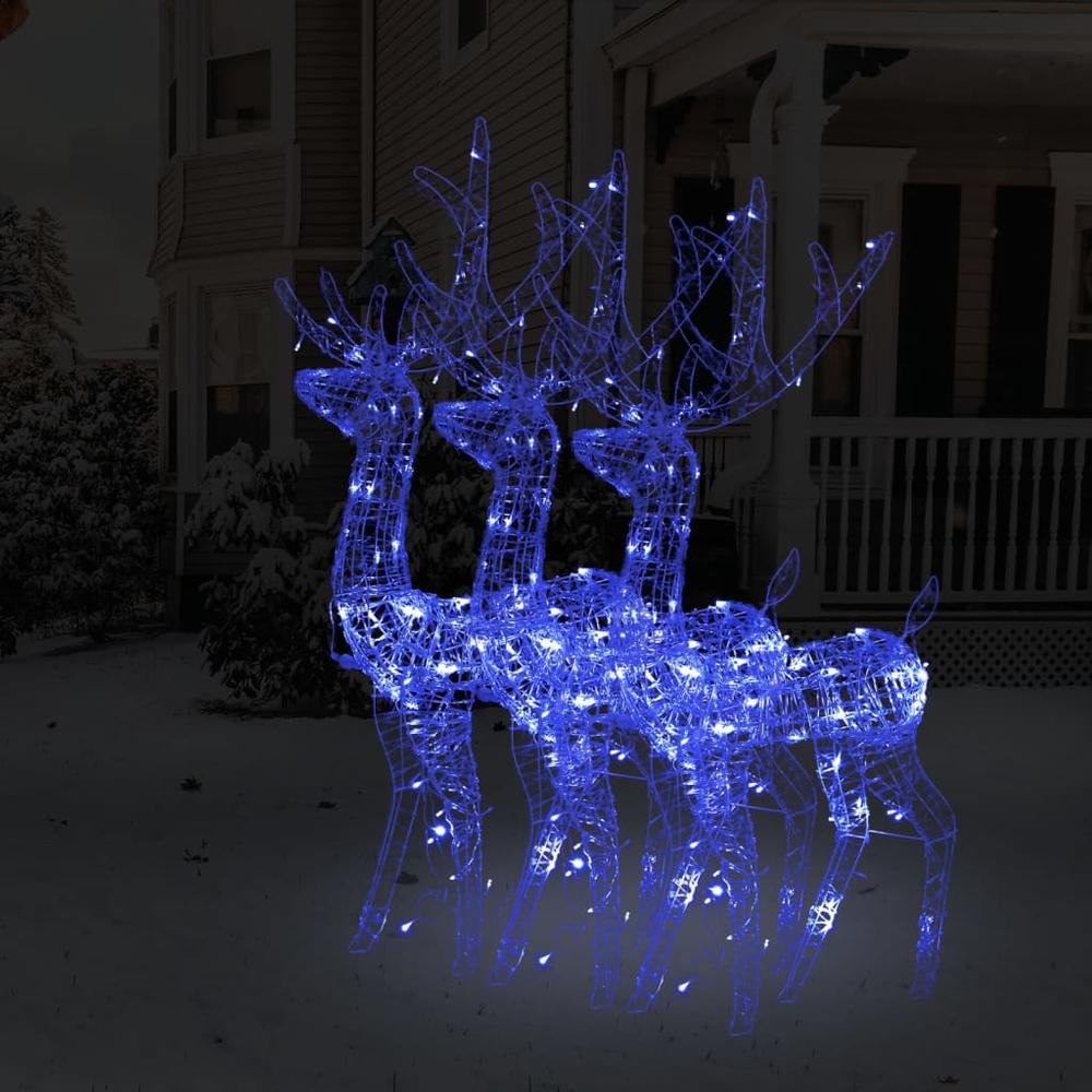 vidaXL Acrylic Reindeer Christmas Decorations 3 pcs 47.2" Blue. Picture 1