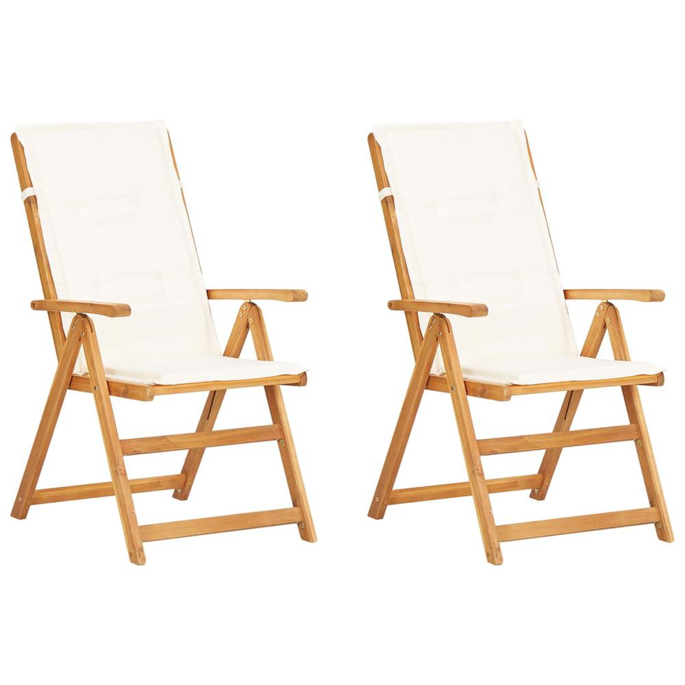 vidaXL Reclining Garden Chairs 2 pcs Brown Solid Acacia Wood, 45937. Picture 1