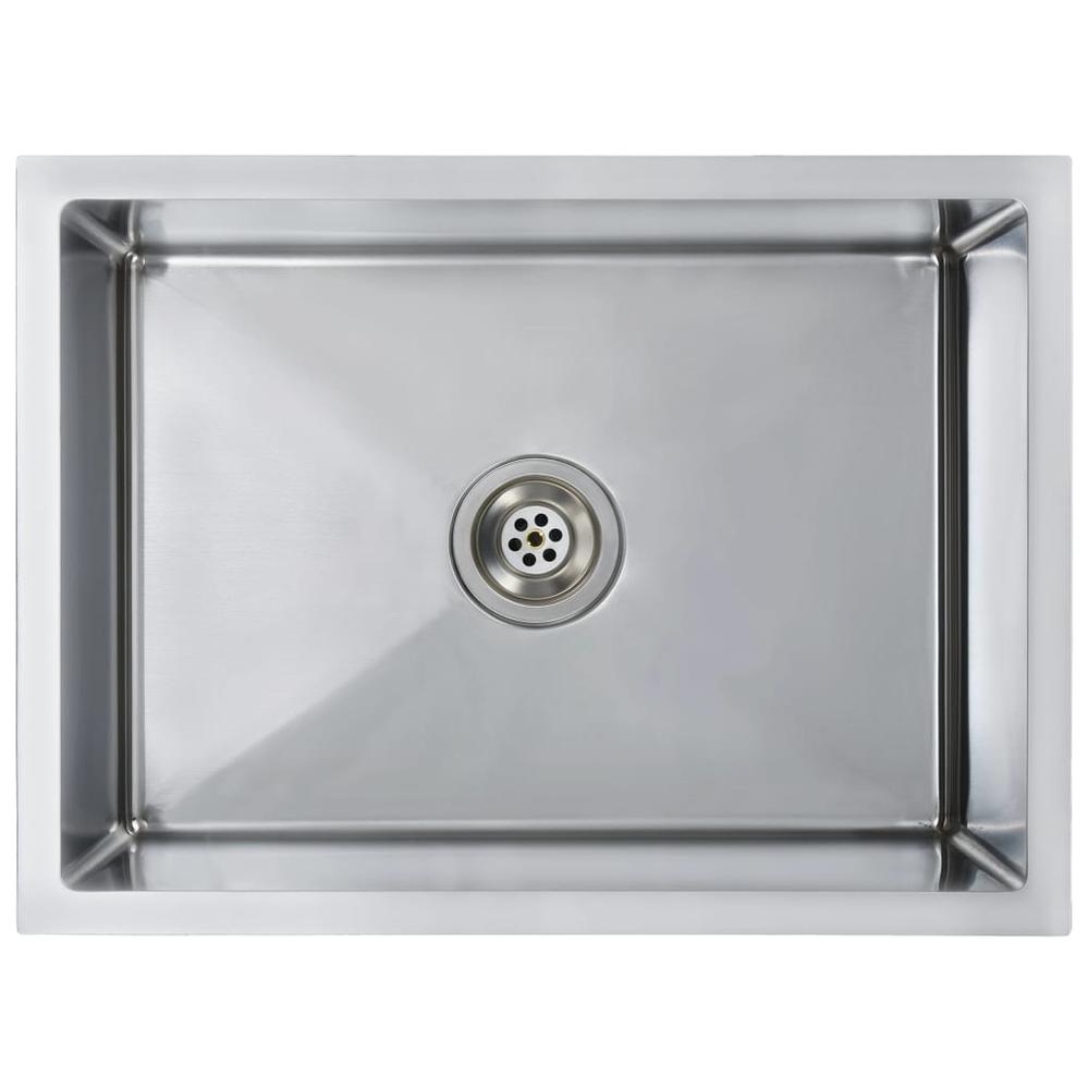vidaXL Handmade Kitchen Sink with Strainer Stainless Steel, 145078. Picture 2