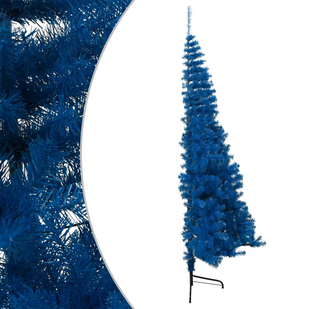 vidaXL Artificial Half Christmas Tree with Stand Blue 94.5" PVC. Picture 3
