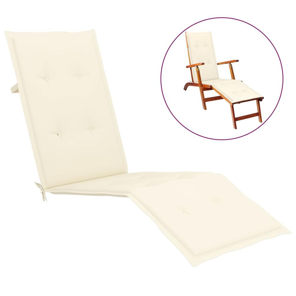 vidaXL Deck Chair Cushion Cream (29.5"+41.3")x19.7"x1.2". Picture 1