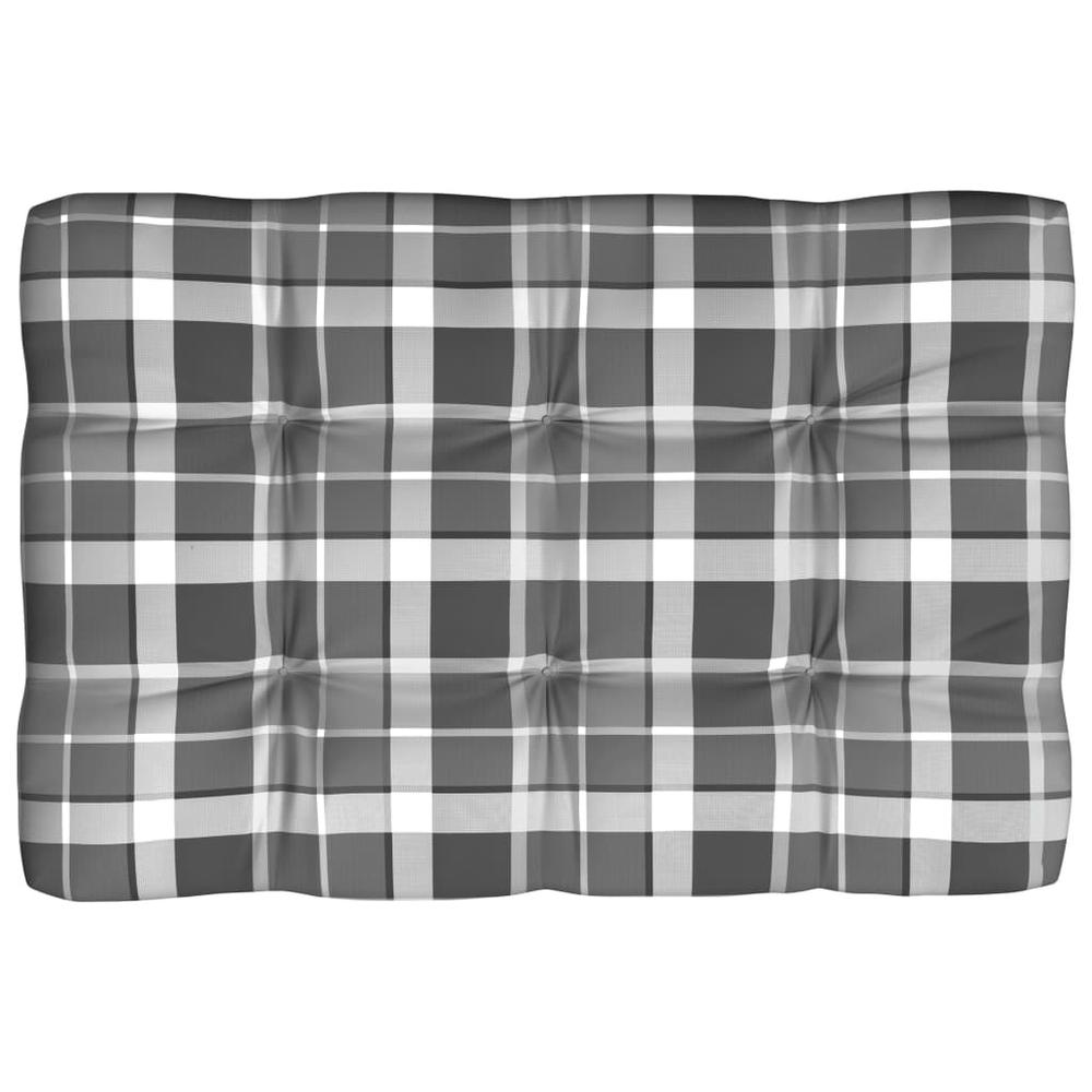 vidaXL Pallet Sofa Cushions 7 pcs Gray Check Pattern. Picture 4