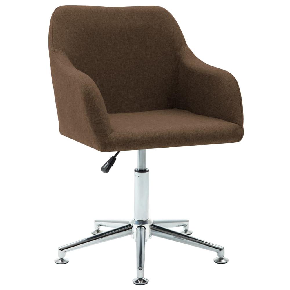 vidaXL Swivel Dining Chair Brown Fabric. Picture 1