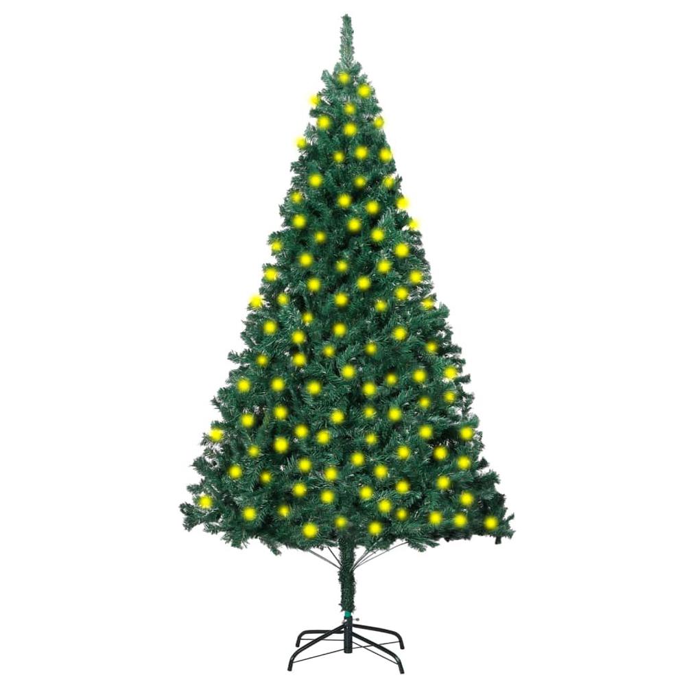 vidaXL Artificial Christmas Tree with LEDs&Thick Branches Green 82.7". Picture 1