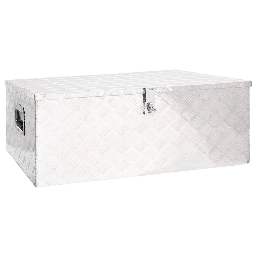 vidaXL Storage Box Silver 39.4"x21.7"x14.6" Aluminum. Picture 1