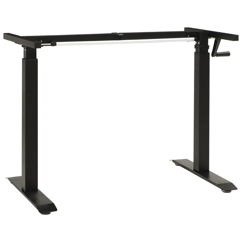 vidaXL Manual Height Adjustable Standing Desk Frame Hand Crank Black. Picture 1