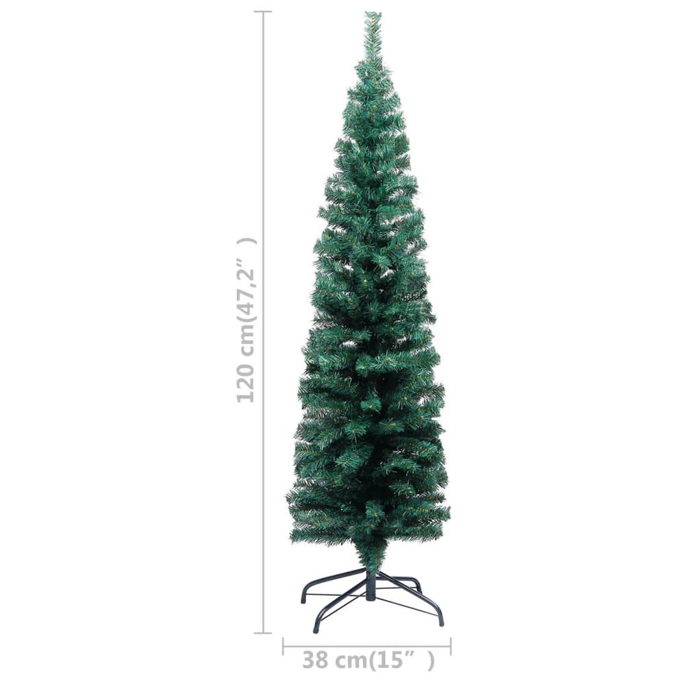 vidaXL Slim Artificial Christmas Tree with LEDs&Ball Set Green 47.2", 3077898. Picture 12