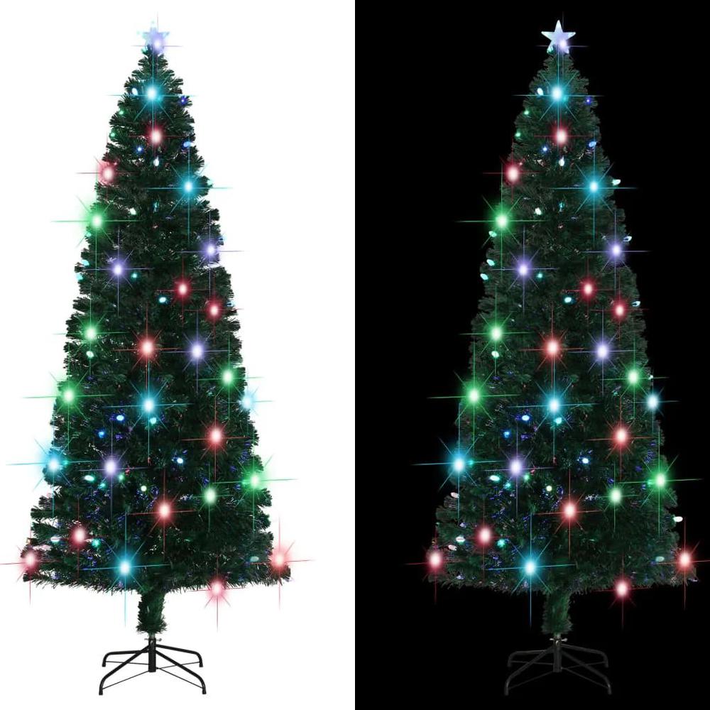 vidaXL Artificial Christmas Tree with Stand and LED 94.5" Fiber Optic. Picture 1
