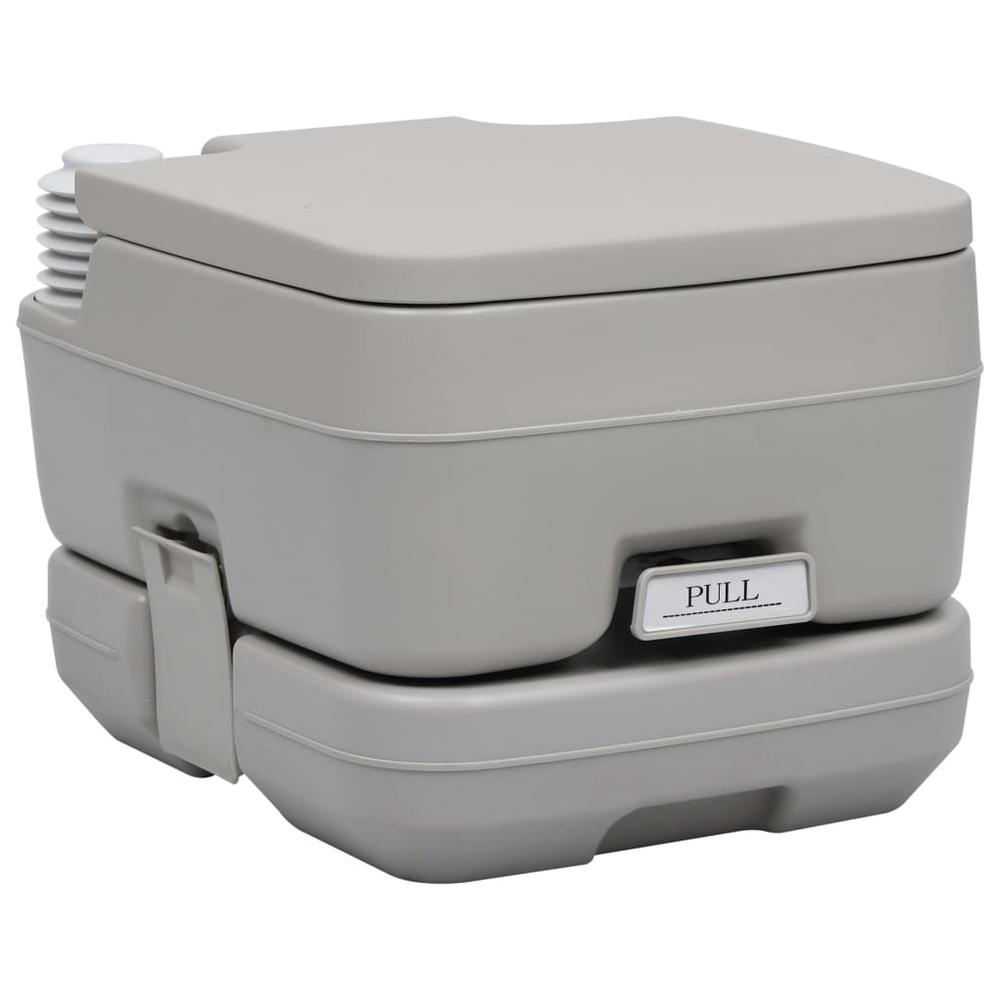 vidaXL Portable Camping Toilet Gray 2.6+2.6 gal, 30136. Picture 1
