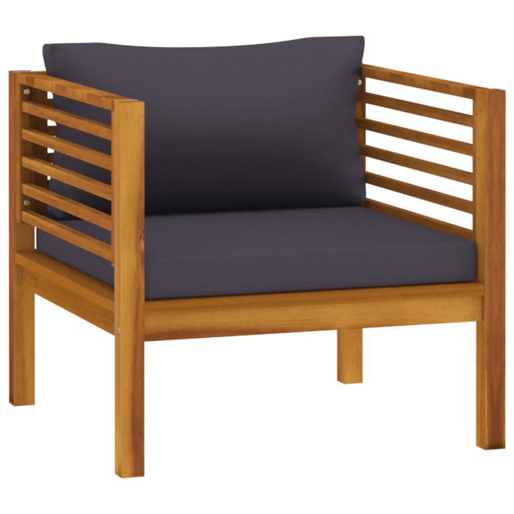 vidaXL Patio Chair with Dark Gray Cushions Solid Acacia Wood. Picture 2