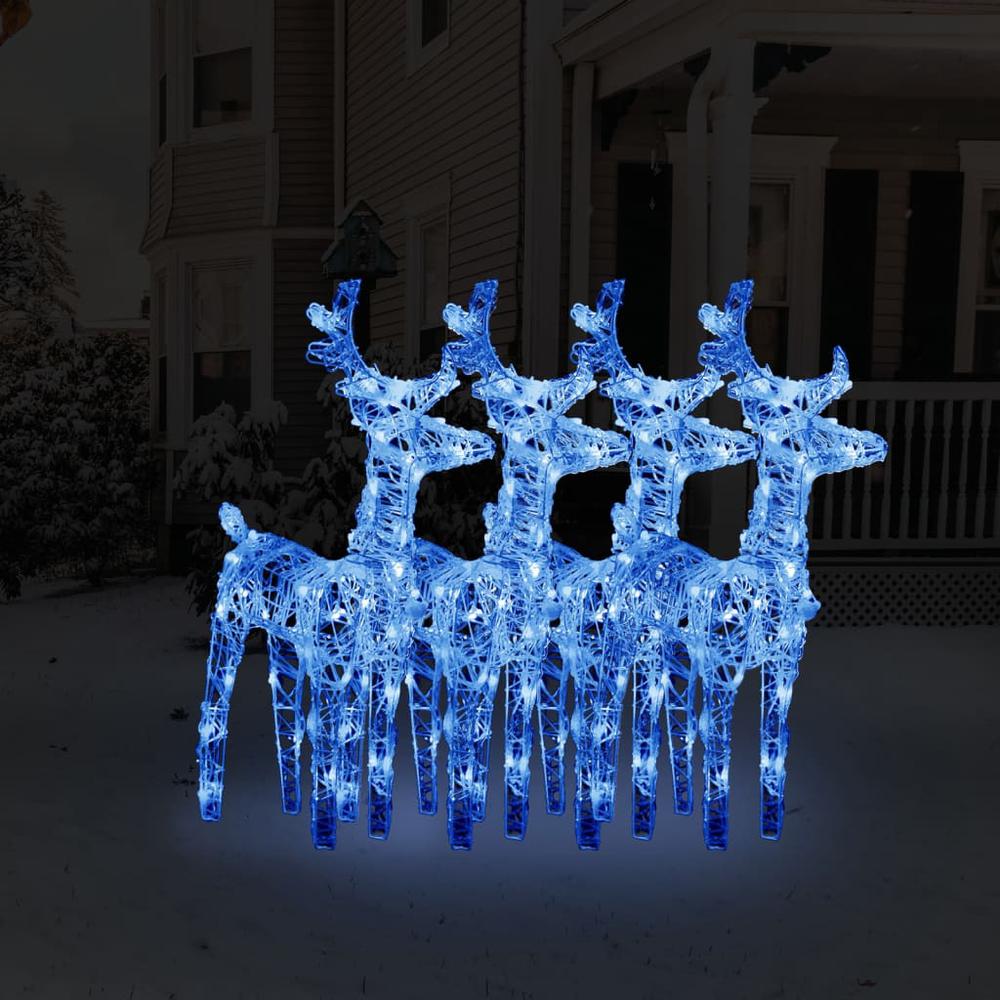 vidaXL Christmas Reindeers 4 pcs Blue 160 LEDs Acrylic. Picture 1