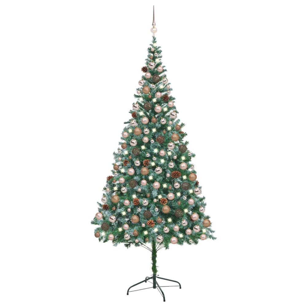 vidaXL Artificial Christmas Tree with LEDs&Ball Set Pinecones 82.7", 3077615. Picture 1