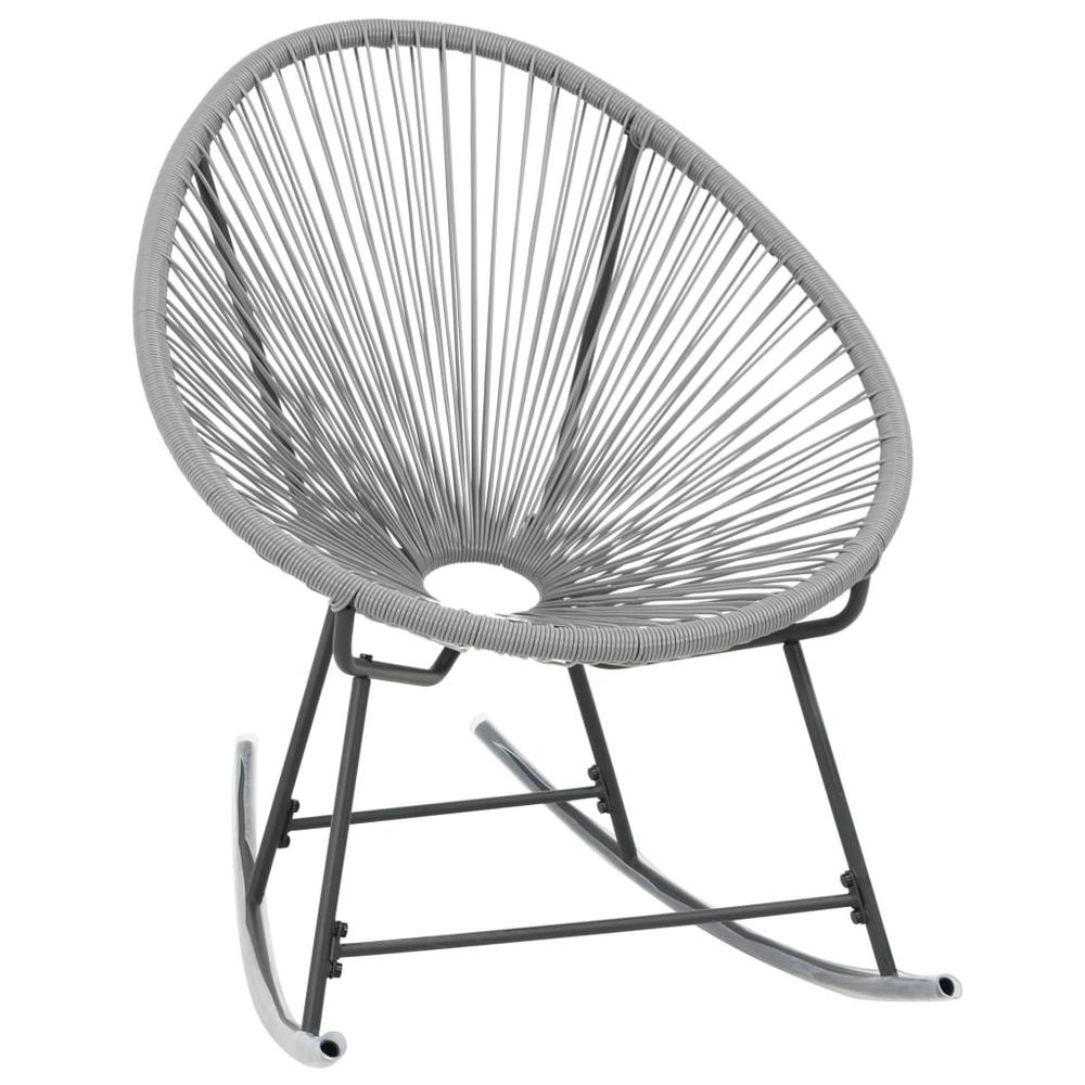 vidaXL Outdoor Rocking Moon Chair Gray Poly Rattan. Picture 2