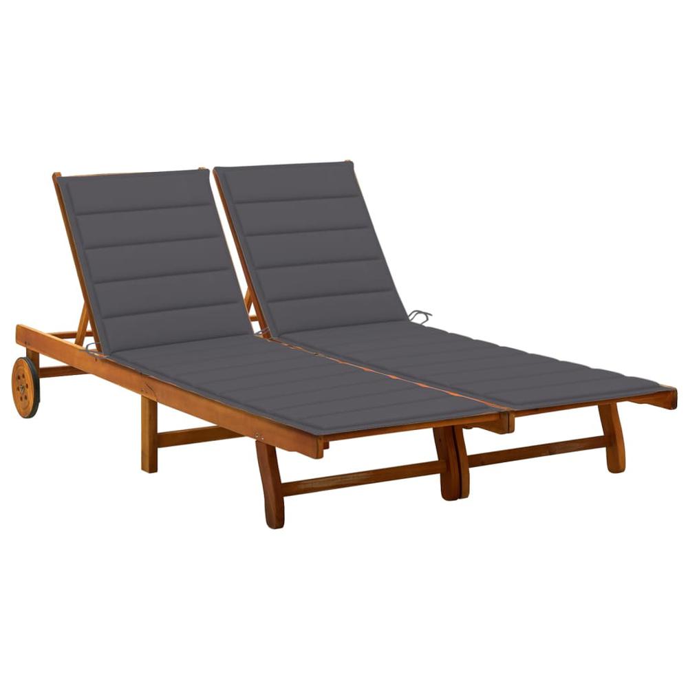 vidaXL 2-Person Patio Sun Lounger with Cushions Solid Acacia Wood, 3061374. Picture 1