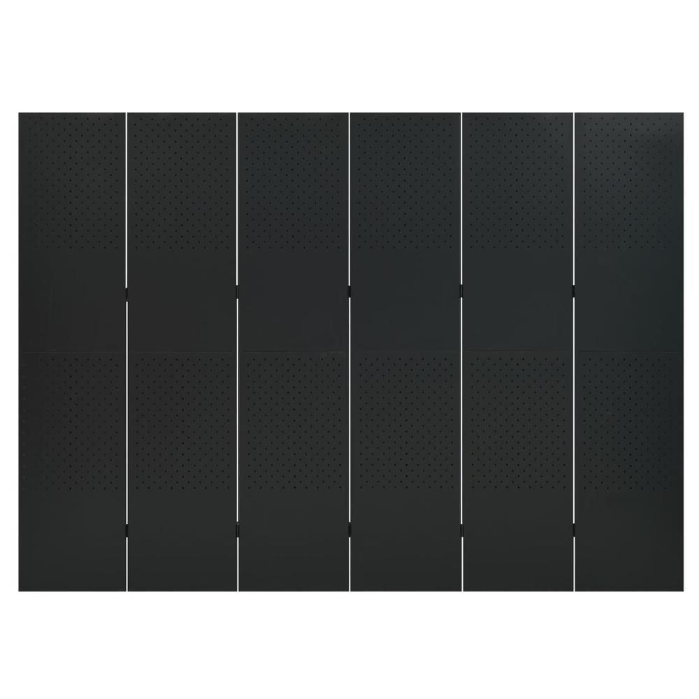 vidaXL 6-Panel Room Divider Black 94.5"x70.9" Steel. Picture 2
