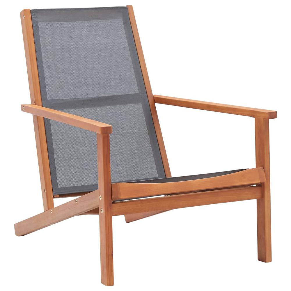 vidaXL Patio Lounge Chair Gray Solid Eucalyptus Wood and Textilene, 316122. Picture 1