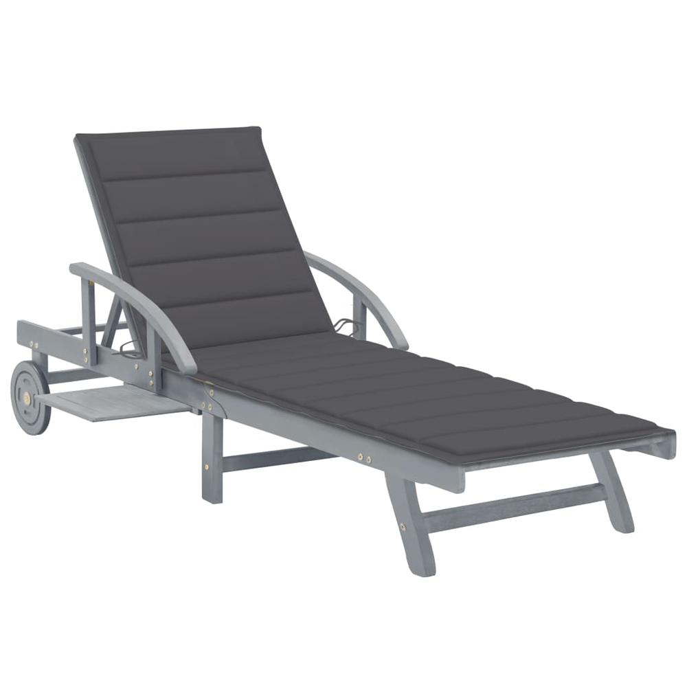 vidaXL Patio Sun Lounger with Cushion Solid Acacia Wood, 3061329. Picture 1