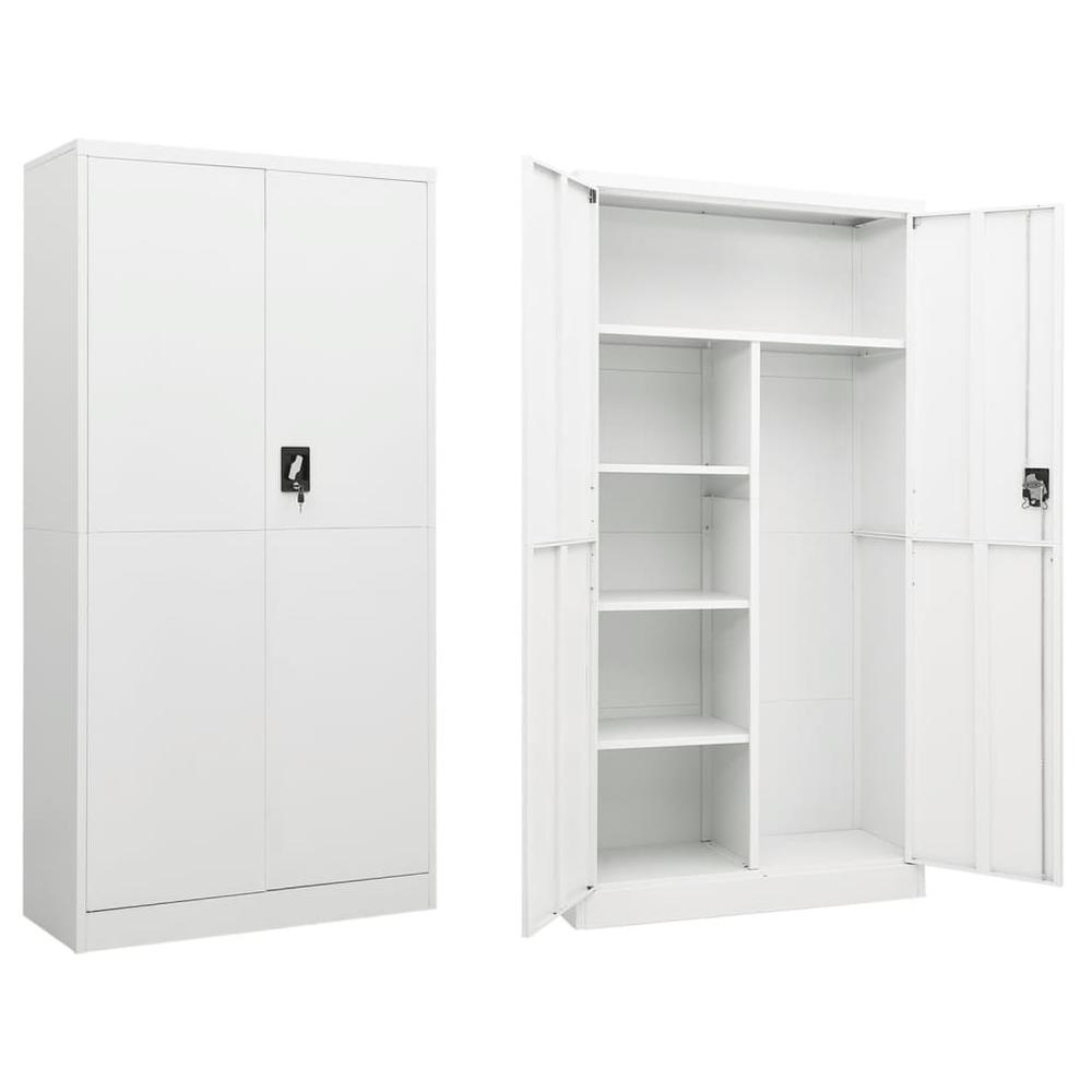 vidaXL Locker Cabinet White 35.4"x15.7"x70.9" Steel. Picture 1